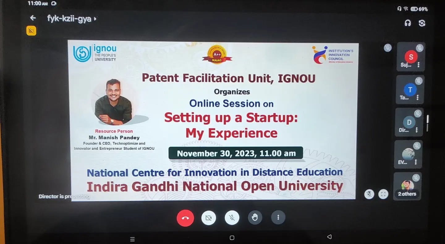 Manish Pandey during startup webinar